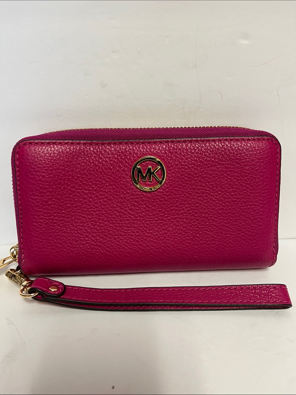 Michael Kors Hot Pink Pebbled Leather Wristlet Wallet